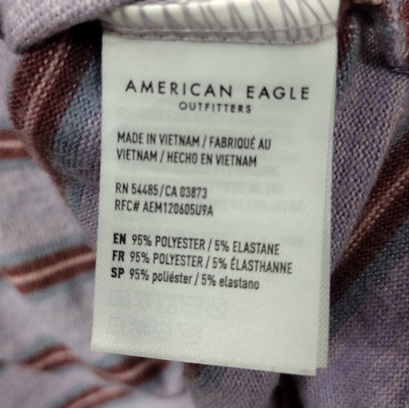 American Eagle Striped Blouse Women's L Purple Boho Retro Y2K 90s Casual Comfy - Picture 8 of 8